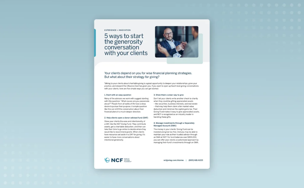 5 ways to start the generosity conversation with your clients